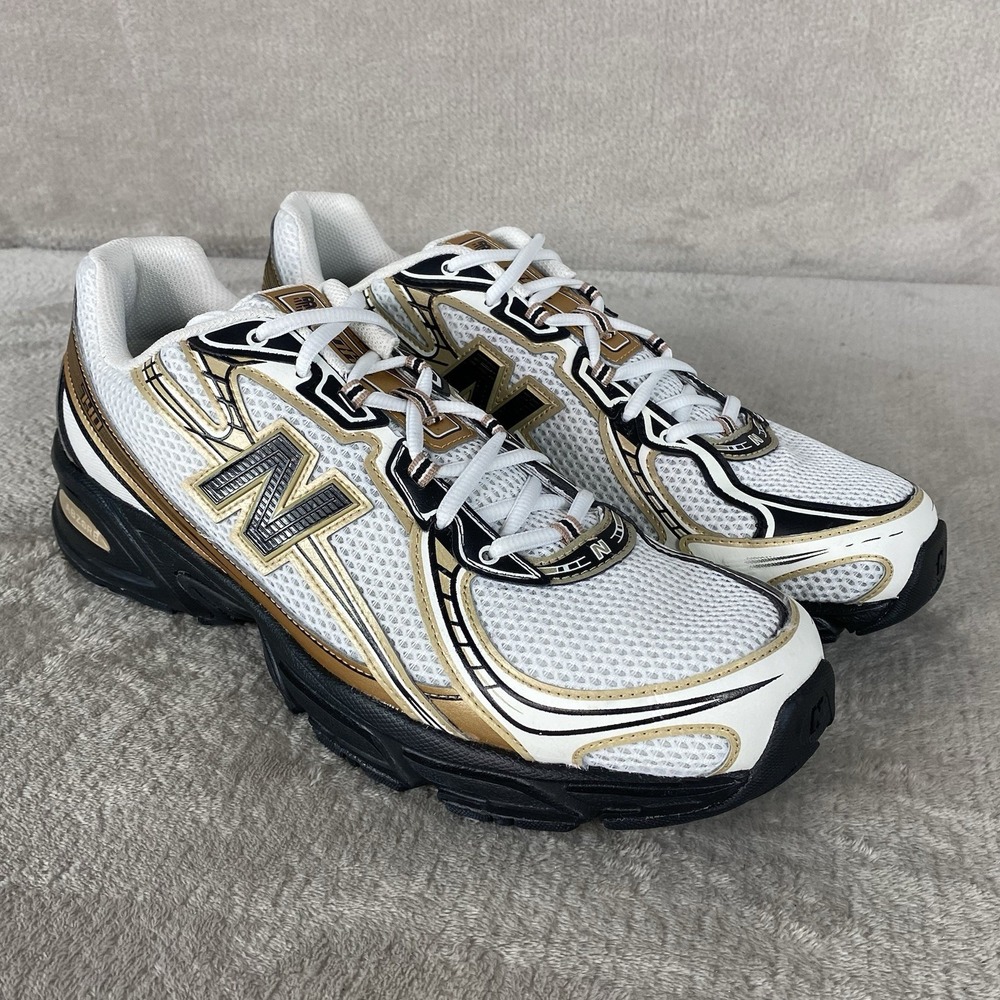 New Balance 740 Shoes Mens Size 13 White Black Gold Mesh Running Sneakers NEW